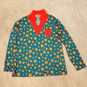 Vintage med top with 70s collar